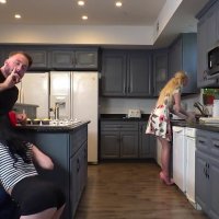 Raven haired bimbo wants hard fucking in the kitchen
