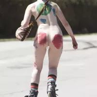 Earth Day Means Naked Green Bicyclists at UMaine PHOTOS