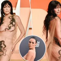 Julia Fox takes a page from Bianca Censoris playbook in see-through dress on Vanity Fair Oscar Party 2025 red carpet