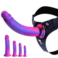 Four Piece Fantasy Strap-on-dildo Set 6 7 8 10 Soft Silicone Realistic Wearable Monster Dildo with Suction Cup Beginner Huge Long Anal Dildo Pink Purple Sex Toy for Women Couples Lesbian :