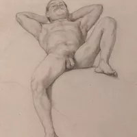 Life drawing of a reclining male nude