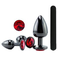 Max Anal Ruby Bling gun metal butt plugs