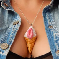 Ice cream vagina pendant vulva polymer clay necklace pussy power Yoni erotic jewelry Gift for lesbian feminist bisexual LGBT pride