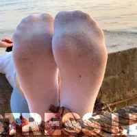 Goddess Feet in Dirty White Socks Closeup Against Sea Sunset: Beach Porn feat. Mistress Legs