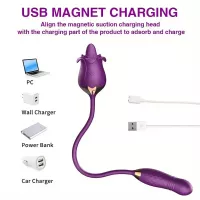 Rose Vibrating Thrusting Clitoral Stimulator Vaginal Anal Licking Toy