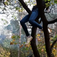 Girl Climbed a Tree to Rub Her Pussy on it