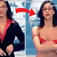 Sexy news reader goes from suited to stripped after getting totally naked on live TV