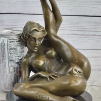 Erotic Nude Female Girl w Legs in Air Bronze Sculpture Statue Figurin
