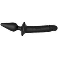 Double Whammy Black Silicone Butt Plug Dildo Duo