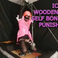 Icy Hot Wooden Pony Self Bondage Torture: Canadian Shemale BDSM Porn