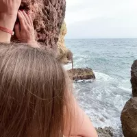 Amigo fucked the climber in the mouth and pussy right on the edge of the cliff