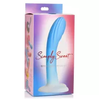 Rippled Silicone Blue and White Dildo