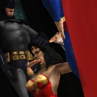 Batman vs Superman in Wonder womans blowjob contest!
