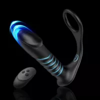 QUTOYS 10 Thrilling Vibration 3 Thrusting Silicone Cock Ring Anal Vibr
