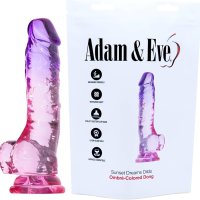 : Adam Eve Sunset Dreams Dildo 7.5 in. Multicolor Flexible Realistic Dildo with Firm Shaft Veins Balls Suction Cup Base for Hands Free Play Soft Fleshy Insertable Phallic Head