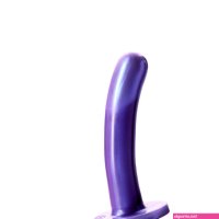 Buy the Silk Medium Smooth Curved Silicone Dildo in Purple Haze O-ring Strap-on harness ready