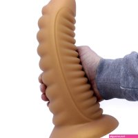 Dildo Geribbelde Penis Glanzend Goud