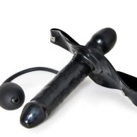 Moulded Rubber Strap-On Pump Up Gag with Dildo