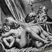 eroticism homosexuality lesbian love two women in bed having sex anonymous copper engraving France 18th century