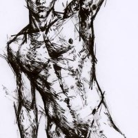 NUDE MALE MODEL Ink drawing: Yaroslav Sobol