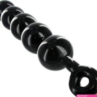 Huge Black Anal Beads with Safety Loop