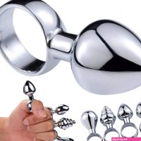 Metal Anal Beads Butt Plug Pull Ring Stimulator Massager Sex Toy For Women Gay