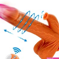 9.8 Inch Liquid Silicone Realistic Licking Thrusting Rotating Dildo