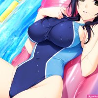 Wallpaper : Iizumi Wakoto Lovely x Cation big boobs one piece swimsuit swimming pool 1433x1075