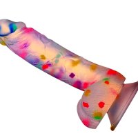 Confetti Suction Cup Dildo Glow in The Dark G-Spot Stimulator 6 Silicone Lifelike Dildo Flexible for Vaginal Anal Play Sex Toys for Adult