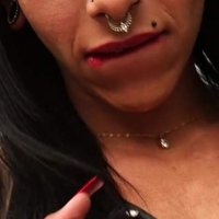 Pierced face latina tranny fucks deep