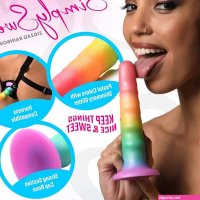 : CURVE TOYS Simply Sweet Zigzag Rainbow Silicone Dildo for Men Women Couples. Colorful Zigzag Strong Suction Base Dildo. 1 Piece Rainbow. : Health Household