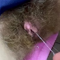 Nasty Hairy Pussy Huge erected Clitoris wet close up masturbation