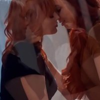 Big tits redhead lesbian shows up at her ex gf.They reconnect and start kissing and suck boobs.The busty babes lick each others shaved pussy