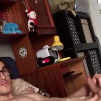 Horny bisexual guy masturbating