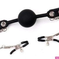 Buy Ball Gag With Nipple Clamps BDSM Fetish Sex Toy For Men Women Couples Adult Mouth Restraints Bondage SM Black