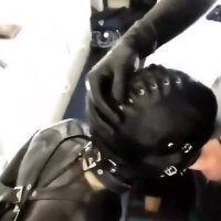 Latex Hood Mouth Gag Blowjob