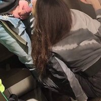 Blowjob in the fitting room of the store where a lot of people. Public blowjob.