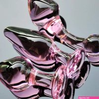 3 styles Pink Glass Crystal Butt Plug