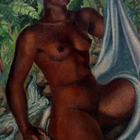 Nude Woman with Towel by A. Cajiao Haiti 20th century.