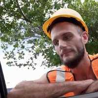 Construction Worker Plows Ass