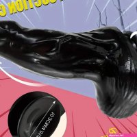 11.02in Huge Thick Big Black Uncut Large Anal Dildo For Deeper Play Wo