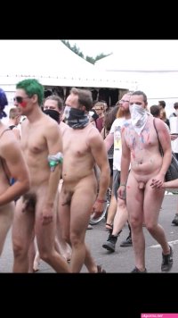 Young guys naked in public festival
