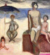Nude Family by the Sea by Alvin Ross