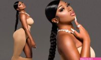 Megan Thee Stallion shows off her sizzling curves in a skintight nude bodysuit