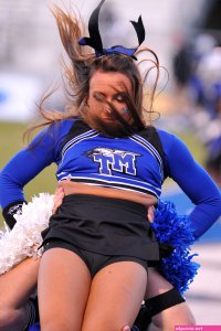 John Taylor on X: Cheerleader gets cameltoe panties as she is lifted up