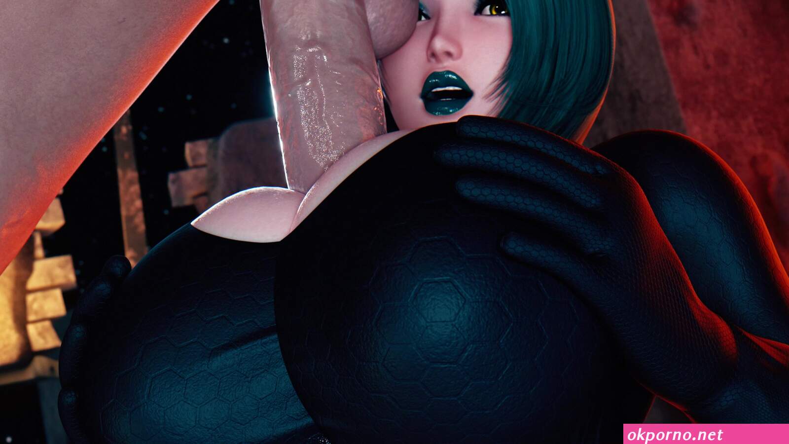 Gothitelle watches gothorita give a titty fuck