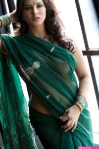 Sexy Sunny Leones See Through Sari