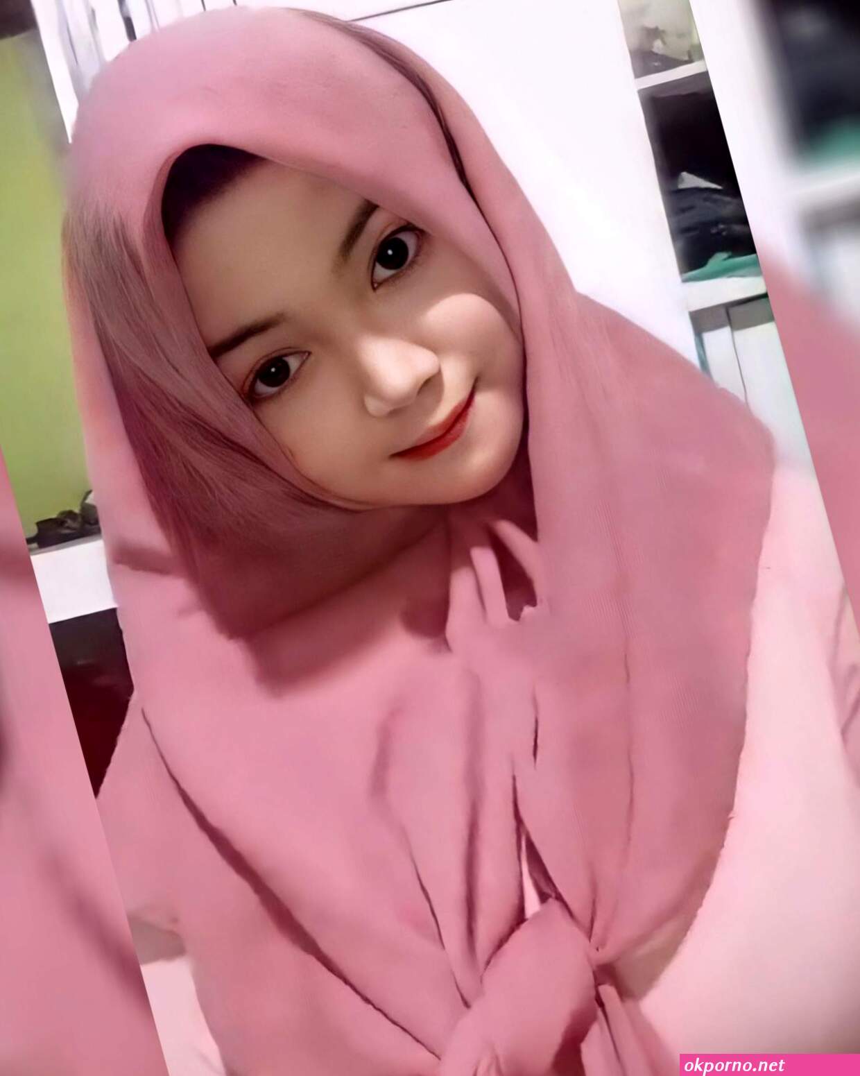 Hijab pink bugil selfie