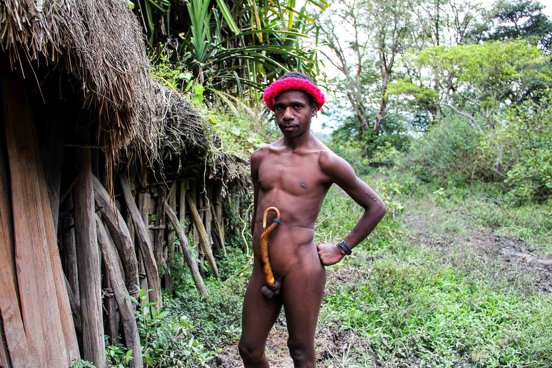 Indonesian naked tribe man