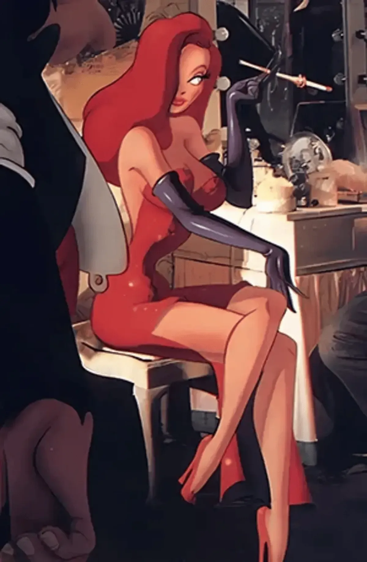 Huge boobs smoking cigarettes